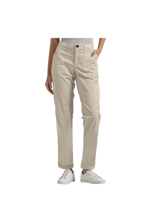 Women's Chino Pants Straight Leg Trousers with Rolled Cuffs