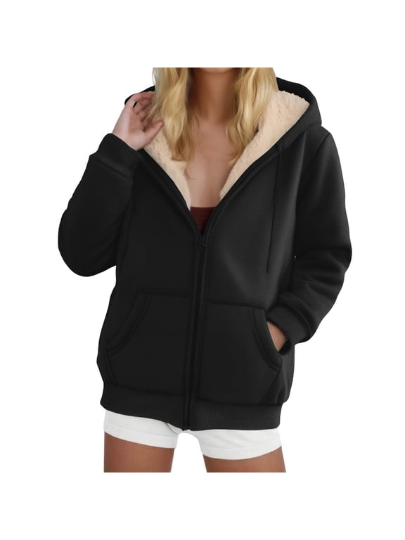 jackets for women Plus Size Winter Warm Casual Long Sleeve Loose Plush Hooded Fleece Sweater Winter Coats for Women S-2XL