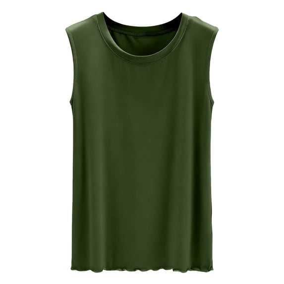 Admvng Women's Crew Neck Tank Tops Sleeveless Solid Casual Basic Summer Blouses