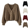 thumbnail image 1 of Admvng Women's Cropped Cardigan V Neck Knit Button Down Soft Short Sweater Jacket, 1 of 5