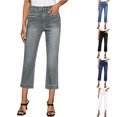 thumbnail image 1 of Admvng Women's Cropped Flare Jeans Slim Fit Casual Everyday Summer Denim Capri Pants, 1 of 8