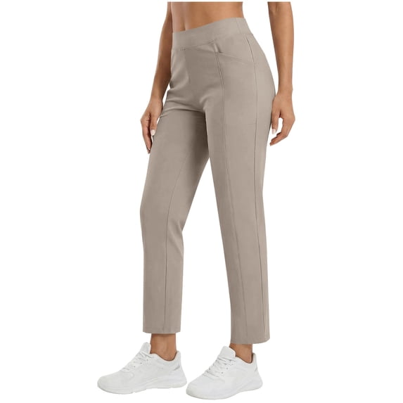Admvng Women's Cropped Pants Straight Leg Solid Stretch Golf Trousers with Pockets