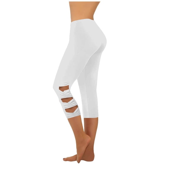 Admvng Women's Cutout Capri Leggings, High Waisted Compression Yoga Pants