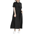 thumbnail image 1 of Admvng Women's Dress Textured Short Sleeve Collar Casual Summer Pocket Trendy Dress, 1 of 6