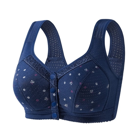 Admvng Women's Floral Print Bra Front Closure Wireless Comfort Sleep Everyday Bra