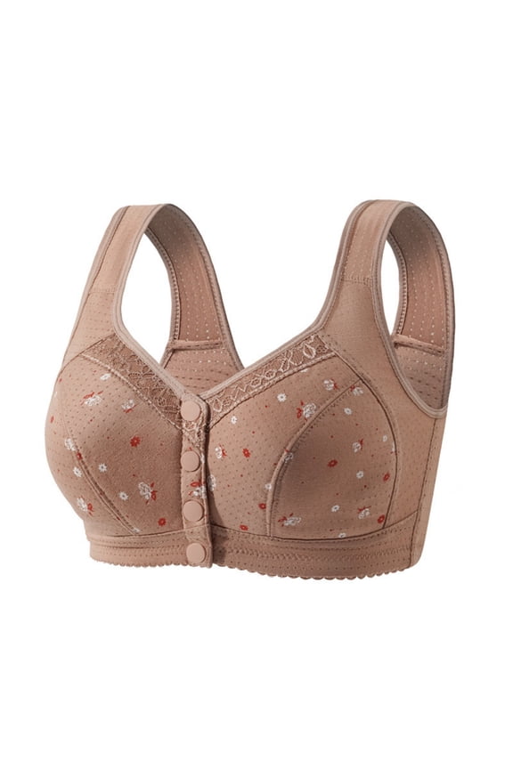 Women's Floral Print Bra Front Closure Wireless Comfort Sleep Everyday Bra