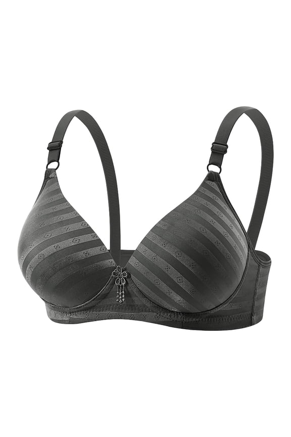 Women's Full Figure Push Up Bra Wireless Striped Supportive Everyday Bra
