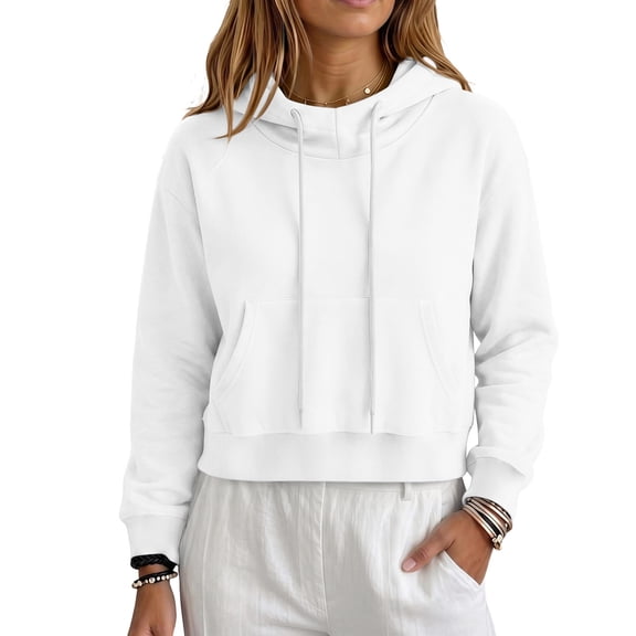 Admvng Women's Hooded Sweatshirt Casual Long Sleeve Solid Sports Winter Pullover Top