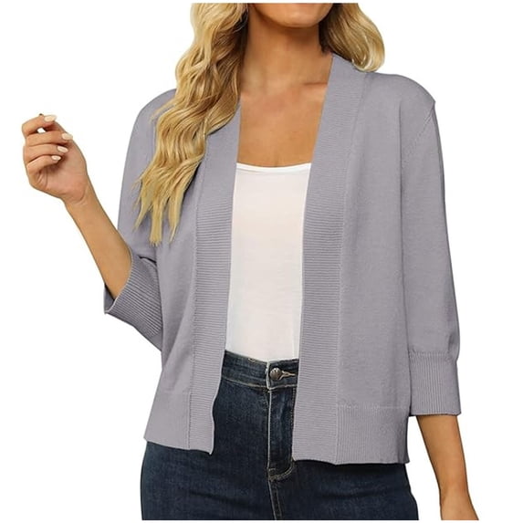 Admvng Women's Knit Cardigan 3/4 Sleeve Lightweight Spring Summer Office Sweater Cover Up