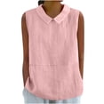 thumbnail image 1 of Admvng Women's Linen Blouse SleevelessPeter Pan Collar Tank Top Casual Summer Shirt, 1 of 5