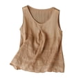 thumbnail image 1 of Admvng Women's Linen Boho Embroidered Tank Tops Round Neck Pleated Front Blouses Casual Summer Shirts, 1 of 6