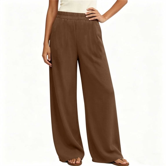Admvng Women's Linen Pants Casual Summer Breathable Trousers with Pockets