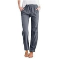 thumbnail image 1 of Admvng Women's Linen Pants Drawstring Casual Summer Relaxed Trousers with Pockets, 1 of 5