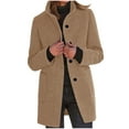 thumbnail image 1 of Admvng Women's Mid Length Coat Stand Collar Long Sleeve Pocket Slim Fit Fall Winter Business Casual Warm Midi Overcoat, 1 of 6