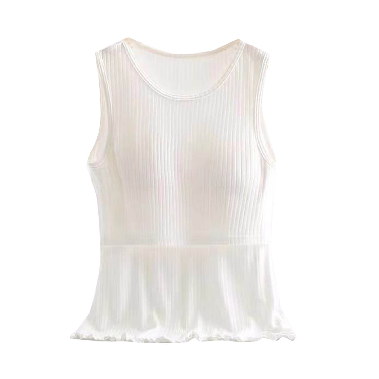 Admvng Women's Nursing Tank Top Ribbed Layered Sleeveless Round Neck ...