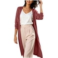 thumbnail image 1 of Admvng Women's Open Front Cardigan Long Sleeve Lightweight Soft Knit Maxi Layering Sweater Coat, 1 of 5