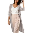 thumbnail image 1 of Admvng Women's Open Front Cardigan Long Sleeve Lightweight Soft Knit Maxi Layering Sweater Coat, 1 of 7
