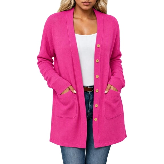 Admvng Women's Outerwear Button Long Sleeve Coat Casual Jacket