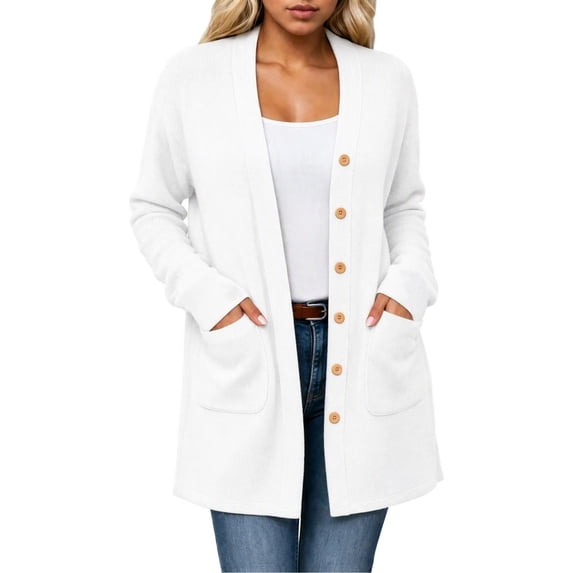 Admvng Women's Outerwear Button Long Sleeve Coat Casual Jacket