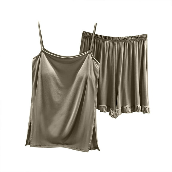 Admvng Women's Pajama Sets Fashion Loose Suspender Short Pants Home Service Suit M-2XL