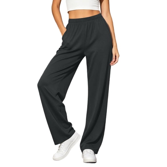 Admvng Women's Pants Elastic Waist Casual Comfortable Everyday Trousers