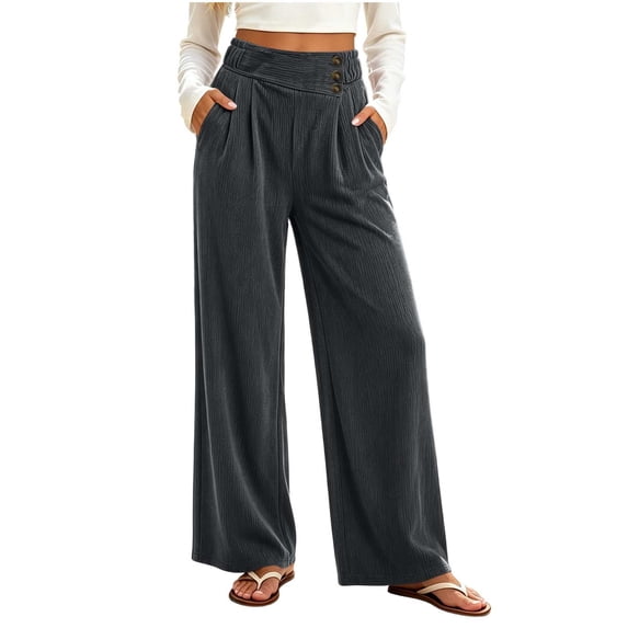 Admvng Women's Pants Elastic Waist Casual Office Everyday Trousers