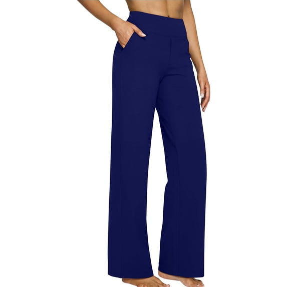 Admvng Women's Pants Stretch Wide Leg Office Casual Work Pants with Pockets