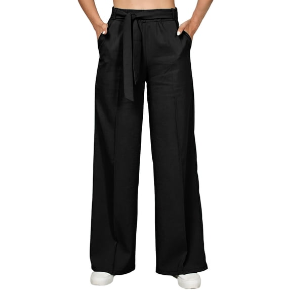 Admvng Women's Pants Wide Leg Elastic Waist Streetwear Trendy Trousers