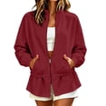 thumbnail image 1 of Admvng Women's Peplum Sweatshirt Jacket Stand Collar Zip Up Drawstring Waist Rib Cuff Pocket Loose Short Coat, 1 of 8