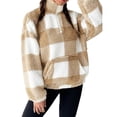 thumbnail image 1 of Admvng Women's Plaid Half-Zip Pullover Long Sleeve Cold Weather Fleece Sweatshirt with Pocket, 1 of 8