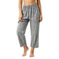 thumbnail image 1 of Admvng Women's Plaid Pants Elastic Waist Casual Wide Leg Trousers with Pockets, 1 of 4