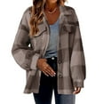 thumbnail image 1 of Admvng Women's Plaid Shacket Jacket Plus Size Button Down Lapel CollarLong Sleeve Fall Winter Fuzzy Fleece Flannel Teddy Coat with Pockets, 1 of 5