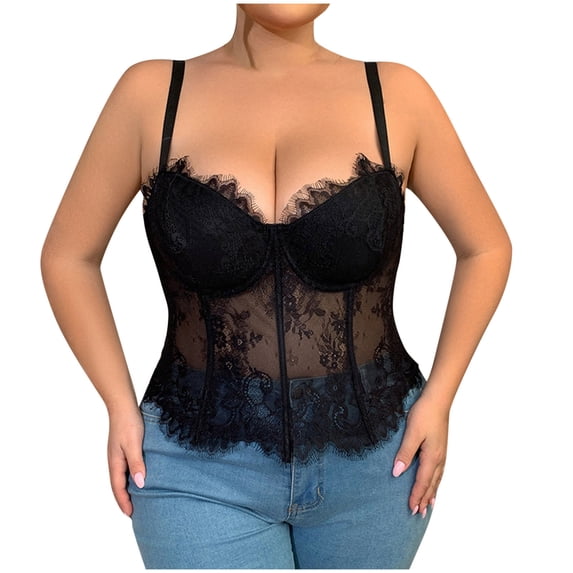 Admvng Women's Plus Size Camisoles Solid Corset Blouses Shapewear Tank Top