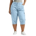 thumbnail image 1 of Admvng Women's Plus Size Cargo Pants Button Closure Capri Pants with Multi-Pockets Casual Workwear, 1 of 8