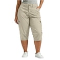 thumbnail image 1 of Admvng Women's Plus Size Cargo Pants Button Closure Capri Pants with Multi-Pockets Casual Workwear, 1 of 8