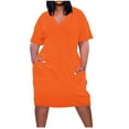 thumbnail image 1 of Admvng Women's Plus Size Casual V-Neck Dress Short Sleeve T-Shirt with Pockets Summer Everyday Dresses, 1 of 5
