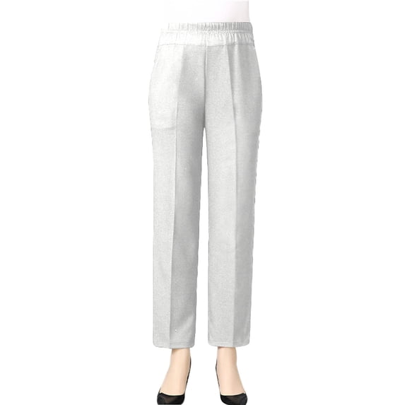 Admvng Women's Plus Size Elastic Waist Pants Casual Straight Daily Trousers