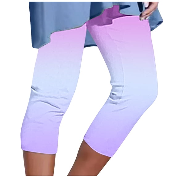 Admvng Women's Plus Size Gradient Capri Leggings Comfortable Stretchy Casual Yoga Cropped Pants