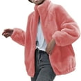 thumbnail image 1 of Admvng Women's Plus Size Jacket Long Balloon Sleeve Relaxed Mid Length Fall Winter Warm Teddy Coat, 1 of 3