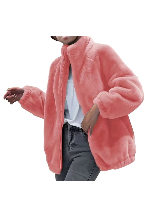 Women's Plus Size Jacket Long Balloon Sleeve Relaxed Mid Length Fall Winter Warm Teddy Coat