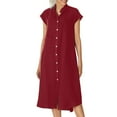 thumbnail image 1 of Admvng Women's Plus Size Linen Dresses Button V Neck Everyday Comfy Dress, 1 of 5