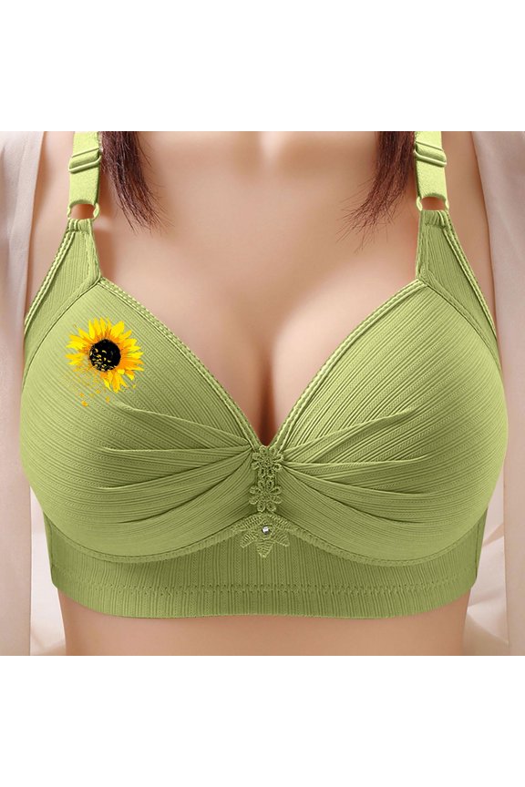 Women's Plus Size Wireless Bra Full Coverage Side Support Lift Everyday Bra