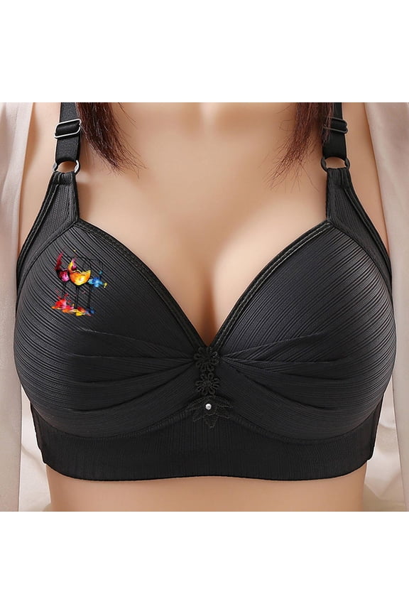 Women's Plus Size Wireless Bra Full Coverage Side Support Lift Everyday Bra