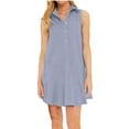 thumbnail image 1 of Admvng Women's Shirt Dress Button Summer Casual Solid Collar Sleeveless Ruffled Hem Dress, 1 of 7