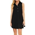 thumbnail image 1 of Admvng Women's Shirt Dress Button Summer Casual Solid Collar Sleeveless Ruffled Hem Dress, 1 of 7