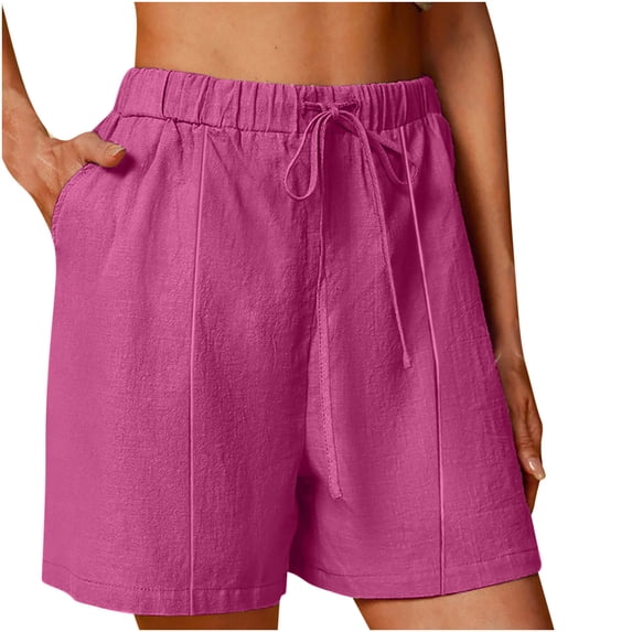 Admvng Women’s Shorts Casual Summer Elastic Waist Loose Cotton Drawstring Lightweight Workout Short Pants With Pocket Size S-3XL