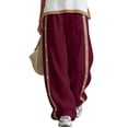 thumbnail image 1 of Admvng Women's Side Button Striped Wide Leg Pants Casual High Waist Lightweight Daily Trousers, 1 of 6