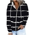 thumbnail image 1 of Admvng Women's Striped Hoodie Jacket Front Pockets Long Sleeve Zip Up Casual Hooded Sweatshirt with Drawstring, 1 of 7
