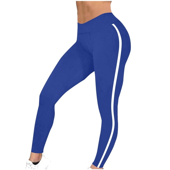 Admvng Women's Striped Leggings 4-Way Stretch Compression Yoga Pants with Side Stripe