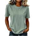 thumbnail image 1 of Admvng Women's Striped T-Shirt Crew Neck Short Sleeve Casual Solid Basic Tee Tops, 1 of 7